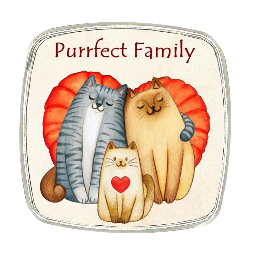 Chrome Finish Metal Magnet - Purrfect Family