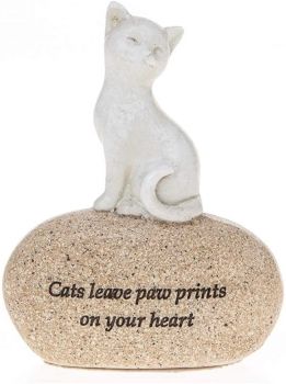 Angel Stone - Cat Ornament - Cats Leave Paw Prints On Your Heart