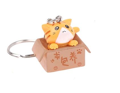 Cat In A Box Keyring - Ginger Cat
