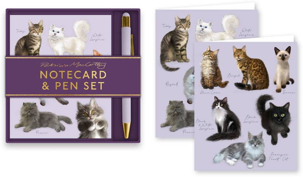 Patricia MacCarthy Cats Notecard & Pen Set