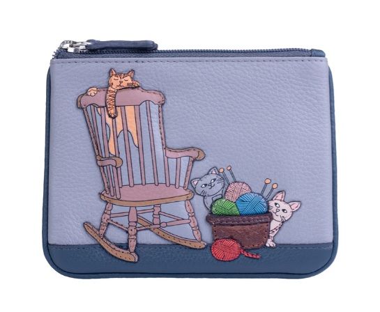Mala Leather - Knitting Cats Coin Purse RFID - 424553