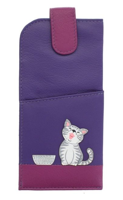 Mala Leather - Ziggy Cat Glasses Case - Purple - 511799