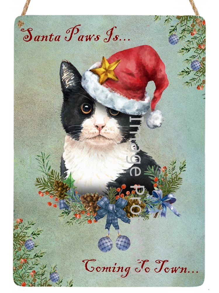 Christmas Cat Sign - Santa Paws Is Coming To Town..