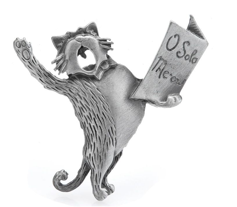 Silver Colour - Singing Cat Brooch