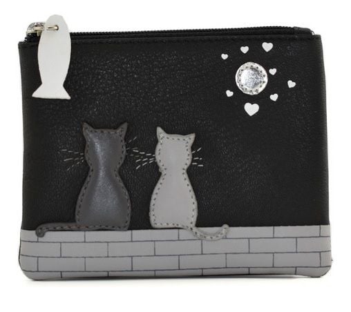 Midnight Cats Black Cat Leather Coin & Card Purse - Black - 4231 35