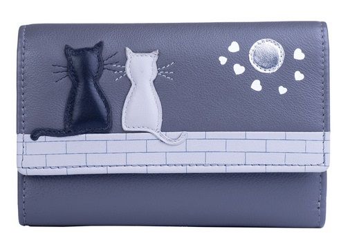 Midnight Cats Tri Fold Purse - RFID - Grey - 3535 35