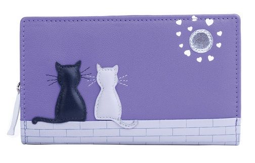 Midnight Cats Medium Bifold Purse - RFID - Purple - 3534 35