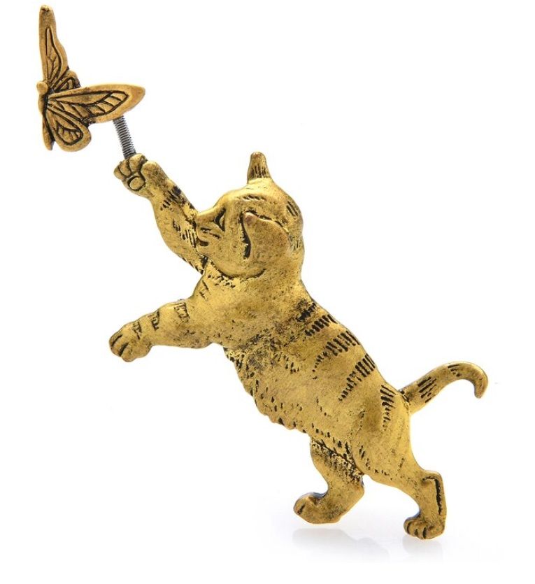 Gold Colour - Cat Chasing a Butterfly