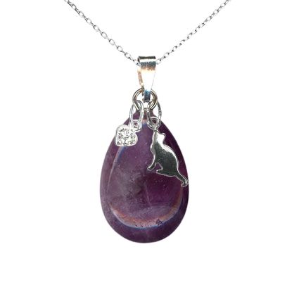 Pretty In Purple - Amethyst, Sparkle Heart & Cat Necklace