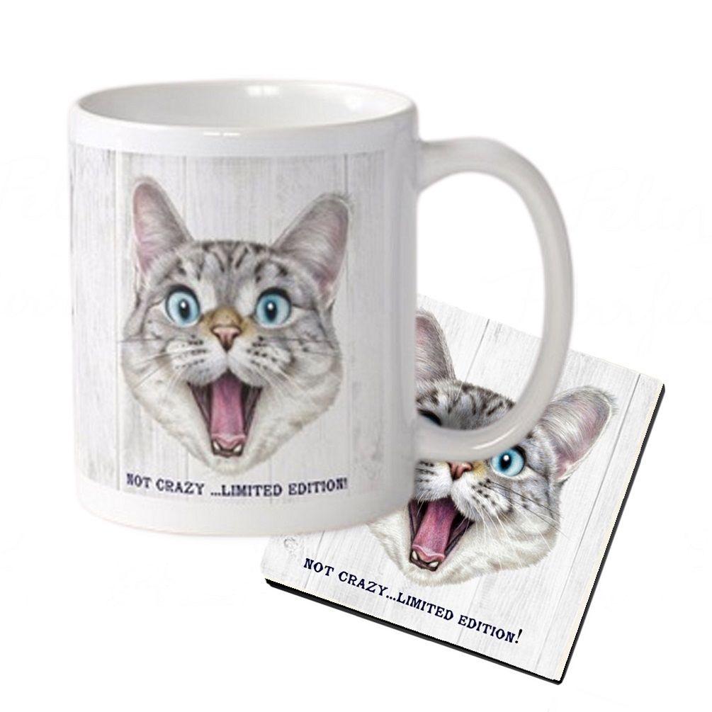 Cat Mug & Coaster Set - Not Crazy, Ltd Edition
