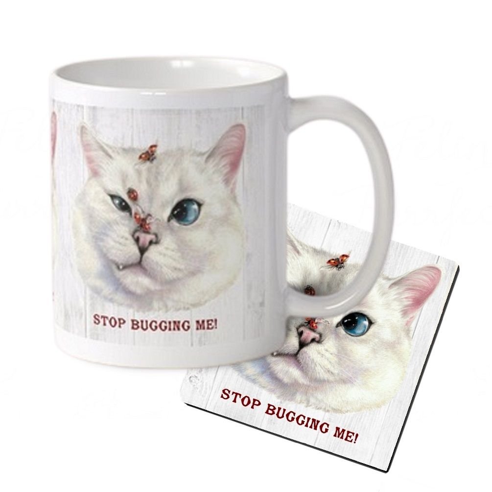 Cat Mug & Coaster Set - Stop Buggin Me