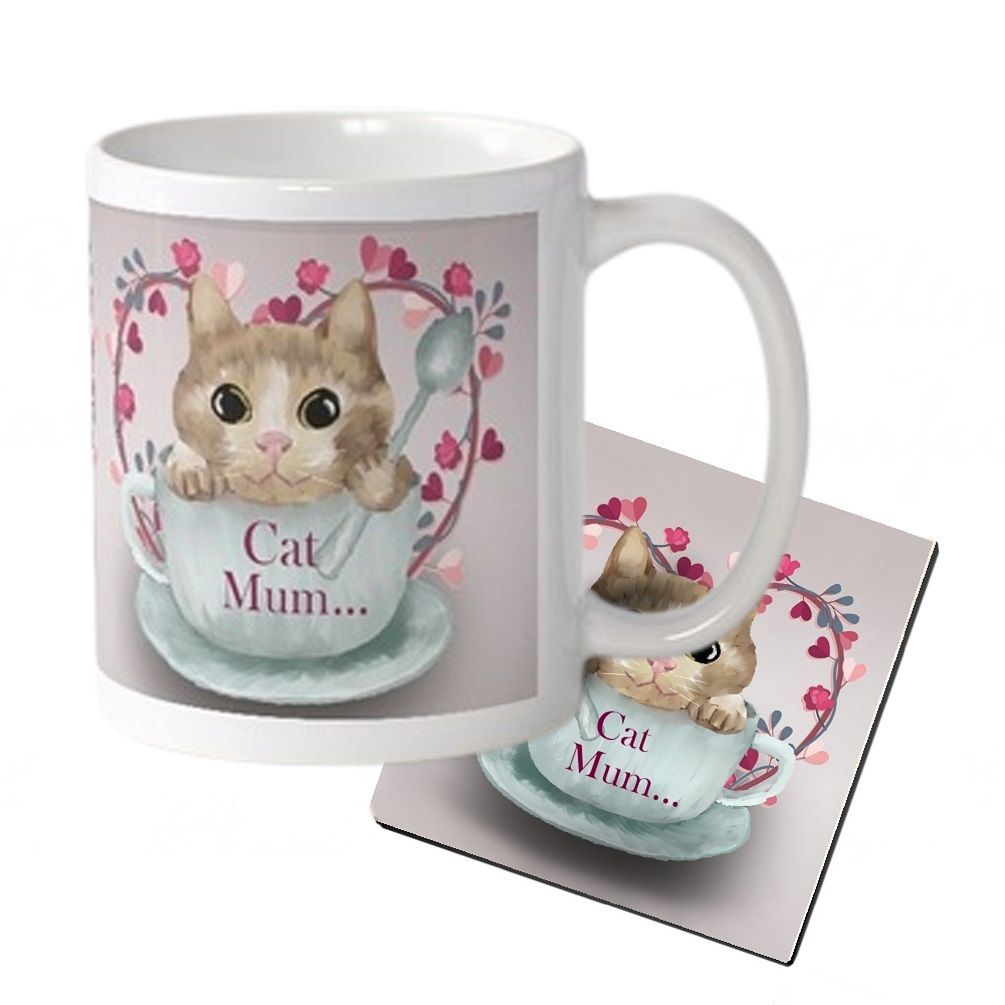Cat Mug & Coaster Set - Cat Mum