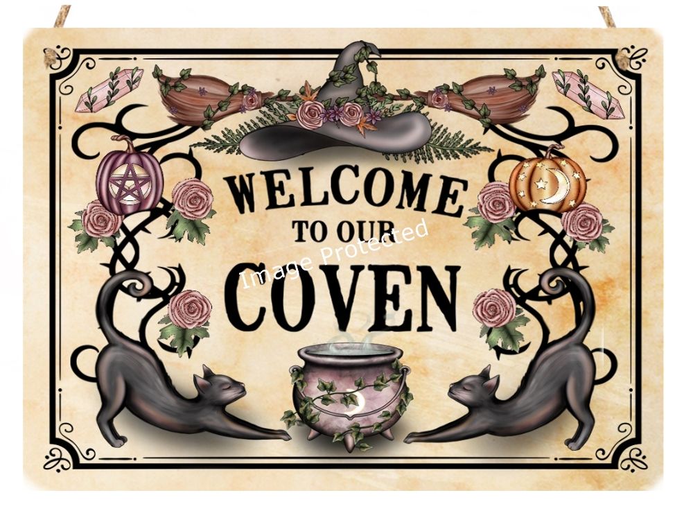 Black Cat Sign - Welcome To Our Coven