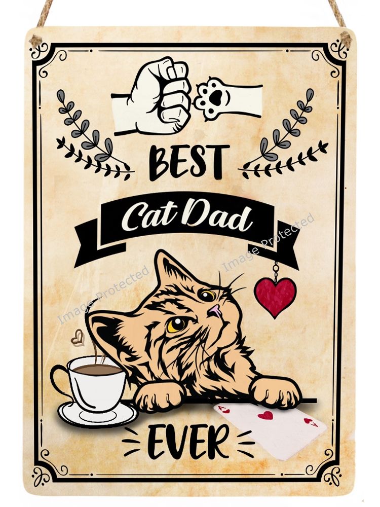 Black Cat Sign - Best Cat Dad Ever