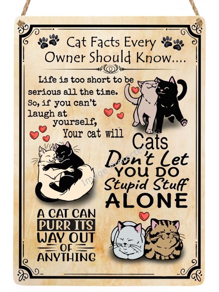 Cat Sign - Cat Facts For Owners - Funny/Humour Sign