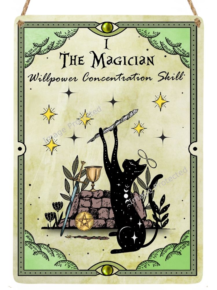 Celestial Cat Tarot Metal Sign - 1 The Magician