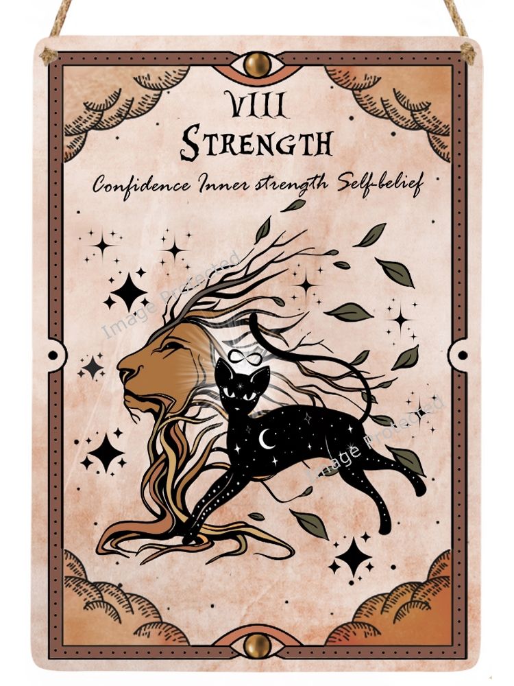 Celestial Cat Tarot Metal Sign - 11 Strength