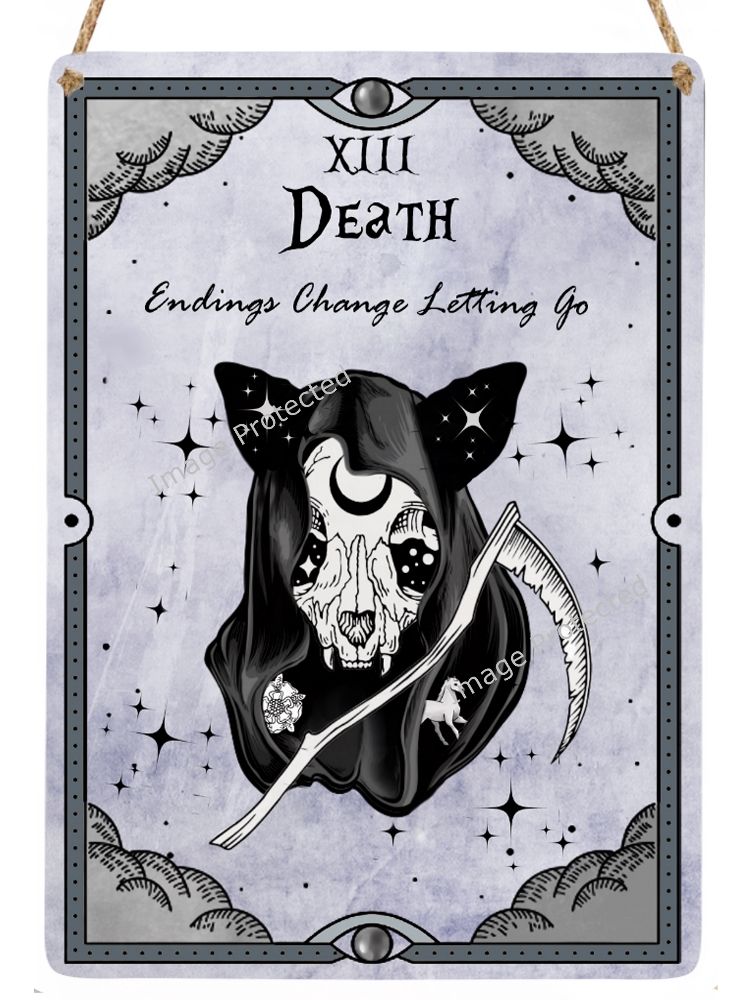 Celestial Cat Tarot Metal Sign - 13 Death