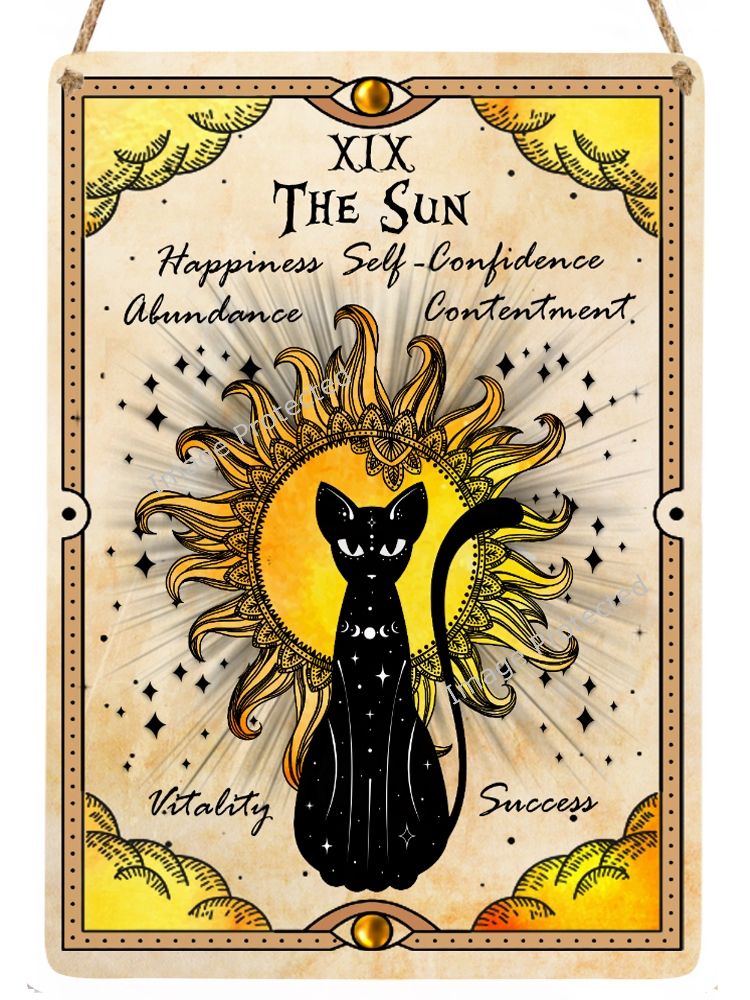 Celestial Cat Tarot Metal Sign - 19 The Sun