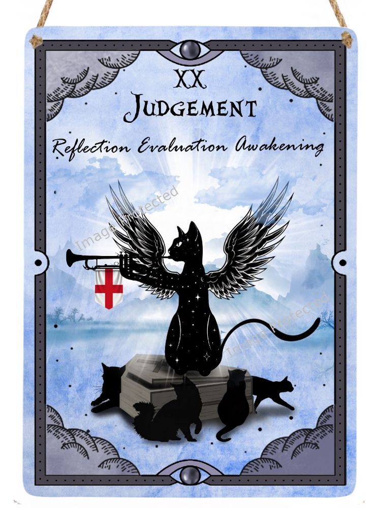Celestial Cat Tarot Metal Sign - 20 Judgement