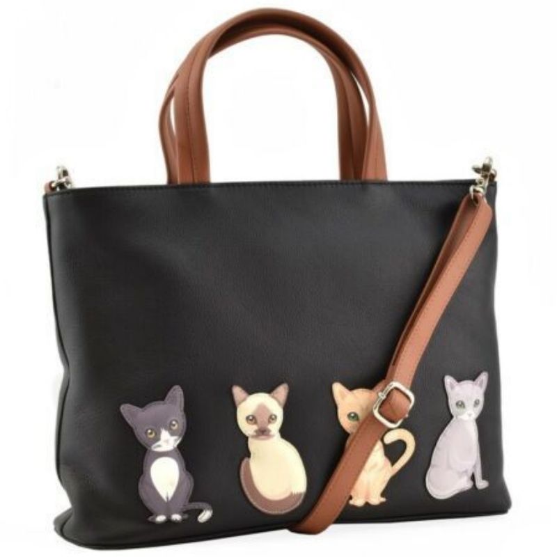 Mala Leather - Best Friends Sitting Cats Grab Bag - Black - 7226 65
