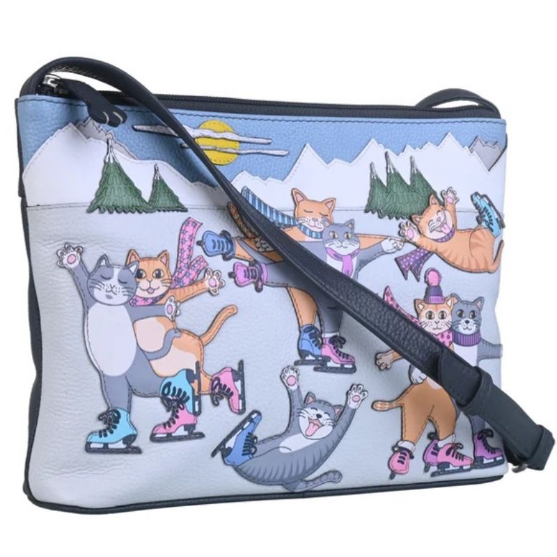 Mala Leather - Skating Cats Midi Cross Body Bag - 7292 84