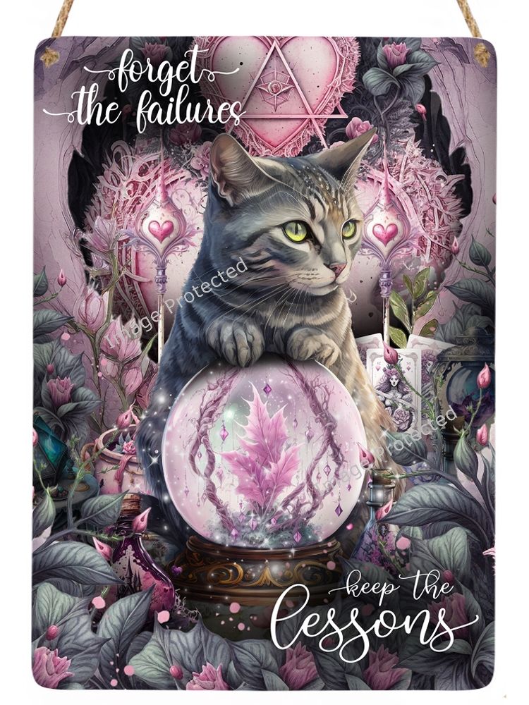 Tabby Cat Sign - Forget The Failures, Keep The Lessons