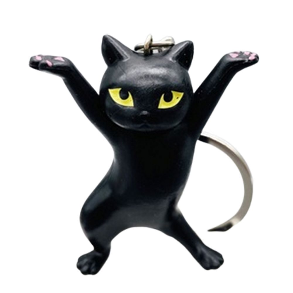 Dancing Cat Keyring - Black Cat