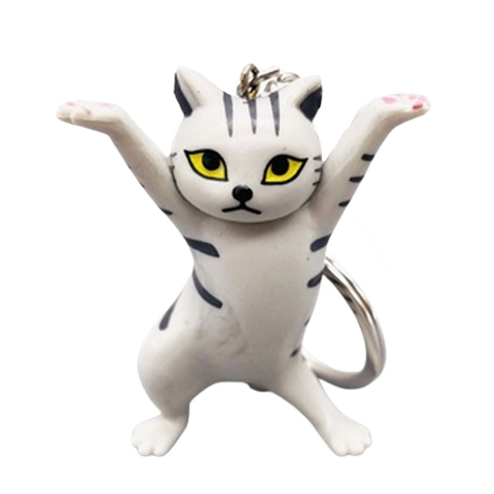 Dancing Cat Keyring - Grey Tabby Cat