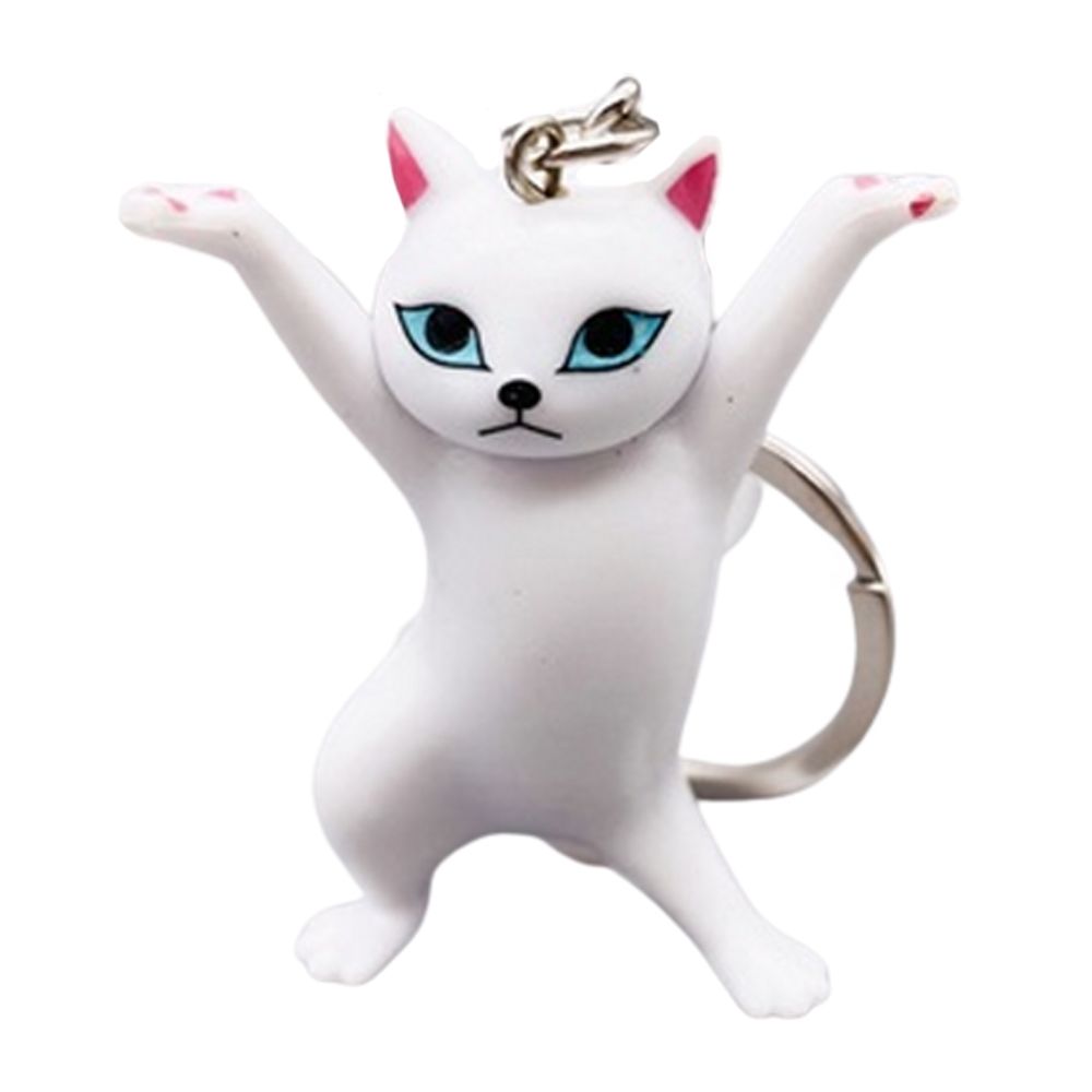 Dancing Cat Keyring - White Cat