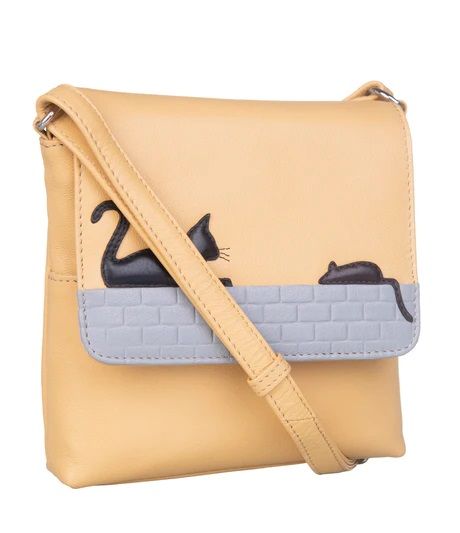 Mala Leather Cat & Mouse Small Cross Body Bag - Yellow - 730595