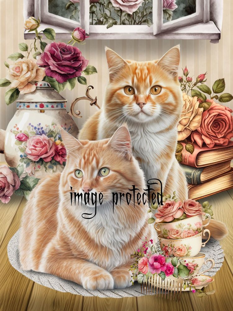 Ginger Cats Art Print - Ginger Couple