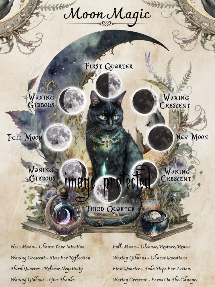 Black Cat Moon Magic Art Print