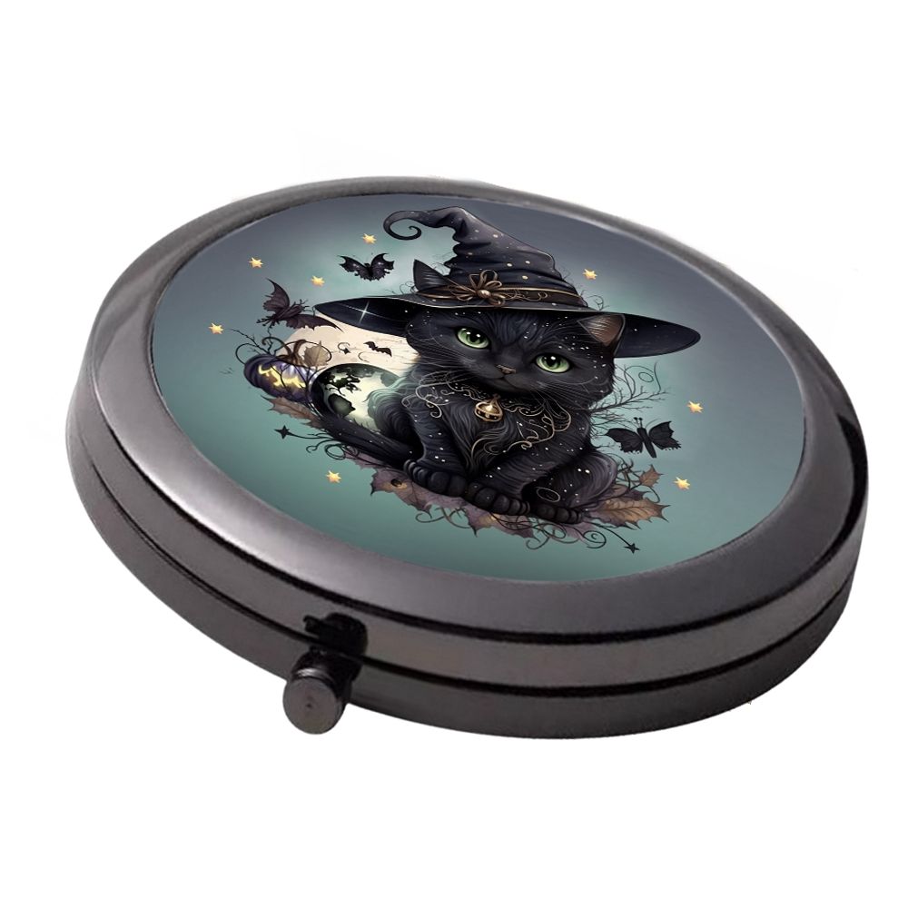 Smoke Black - Double Mirror Compact - Little Witches Cat
