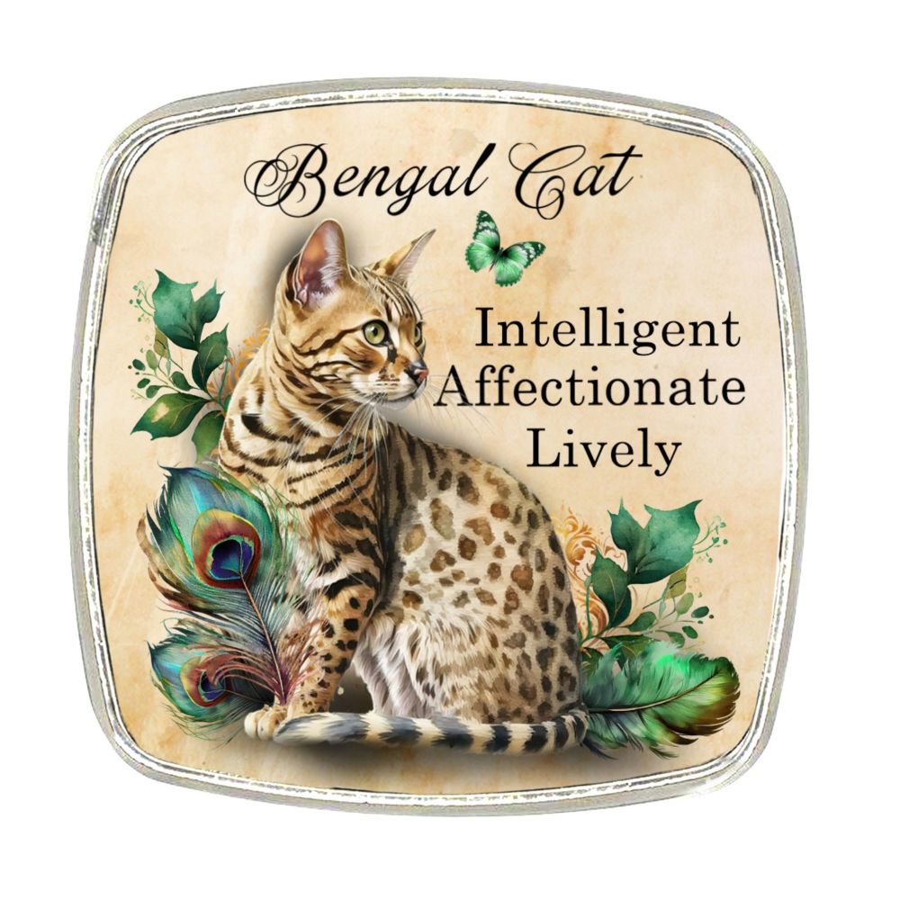 Chrome Finish Metal Magnet - Bengal Cat