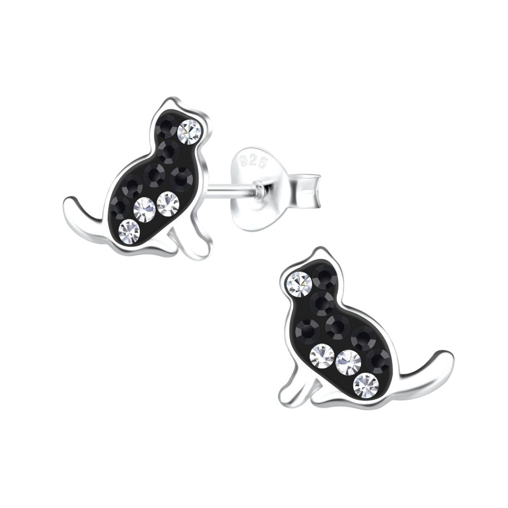 Little Cat Stud Earrings - 925 Sterling Silver - 17178
