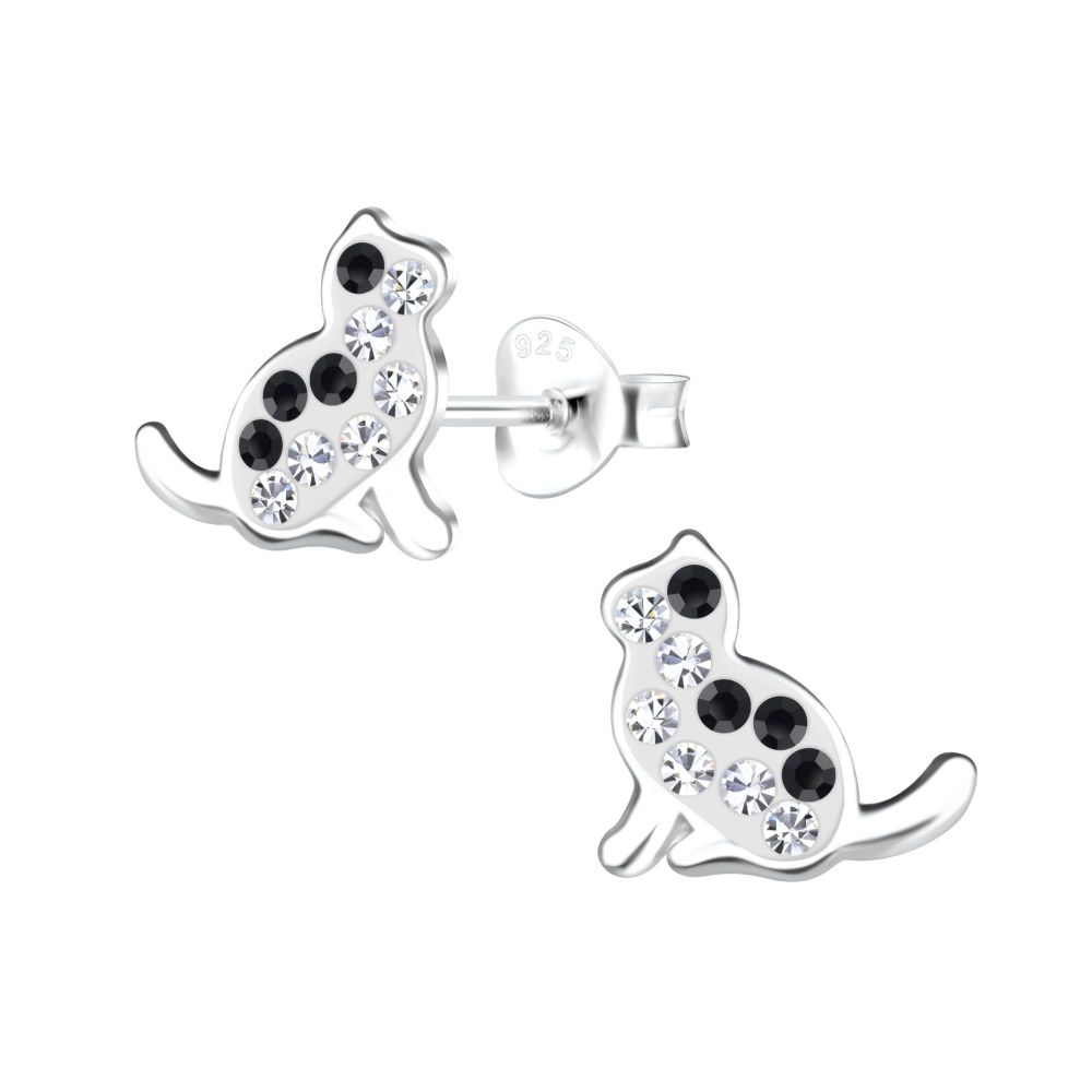 Little Cat Stud Earrings - 925 Sterling Silver - 17179