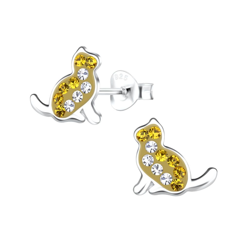 Little Cat Stud Earrings - 925 Sterling Silver - 17177