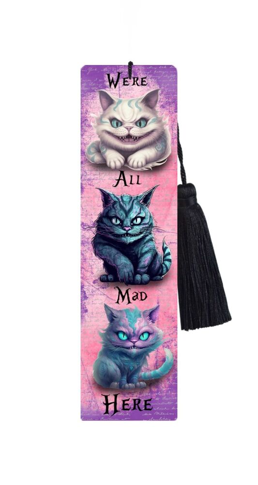 Large Metal Bookmark With Tassel - Cheshire Cat
