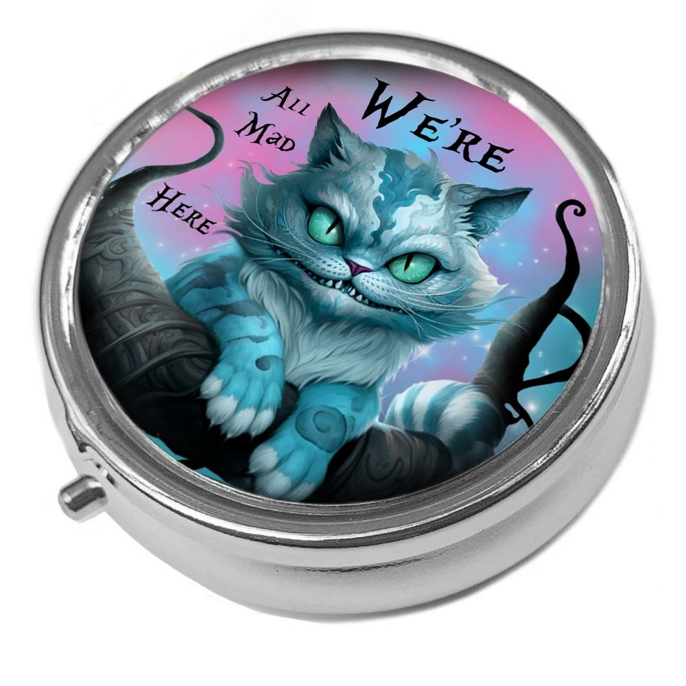 Cheshire Cat - Metal Pill Box - Cat Trinket Box