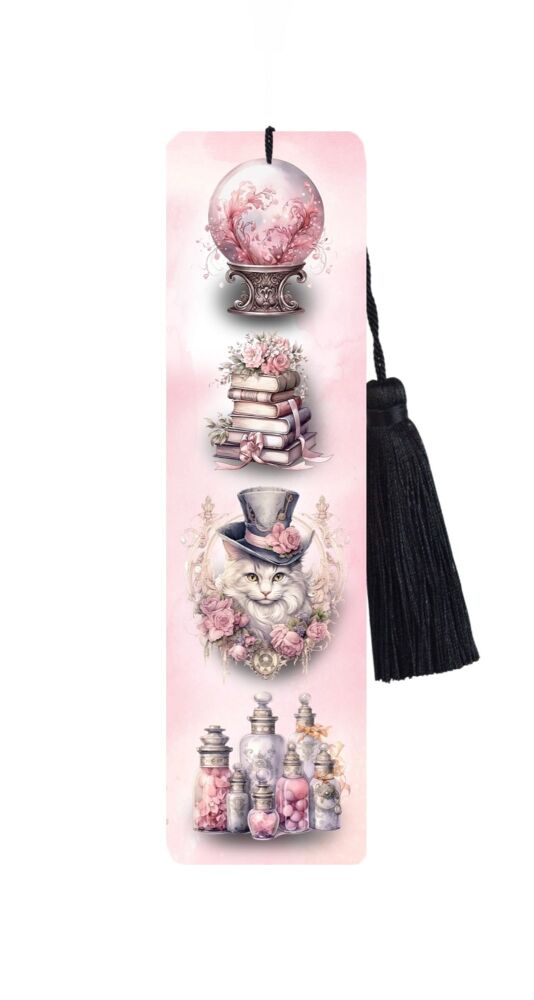 Large Metal Bookmark With Tassel - Pink Romance