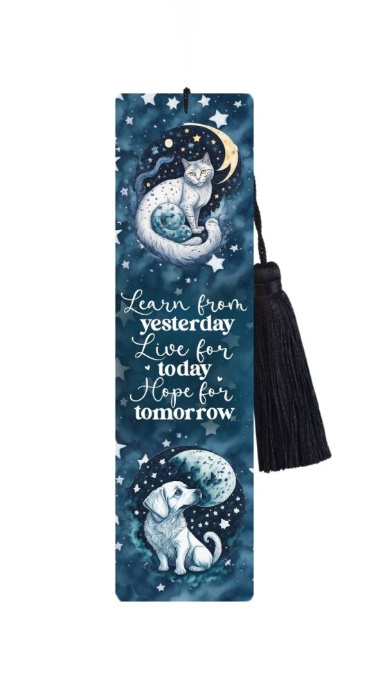 Large Metal Bookmark With Tassel - yesterday, today, tomorrow