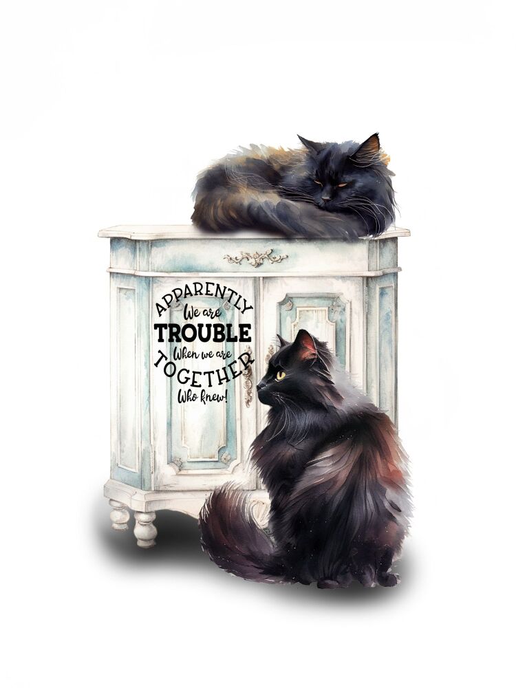 A4 Cat Art Quote Print -  Classic Collection - Double Trouble