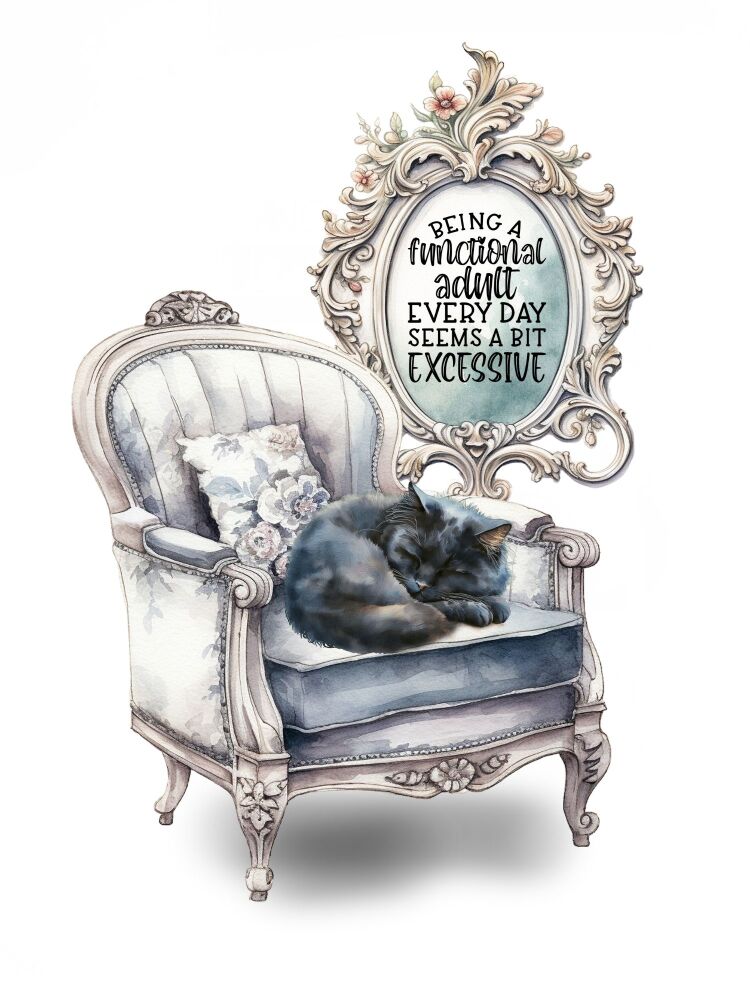 A4 Cat Art Quote Print -  Classic Collection - Being a functional adult