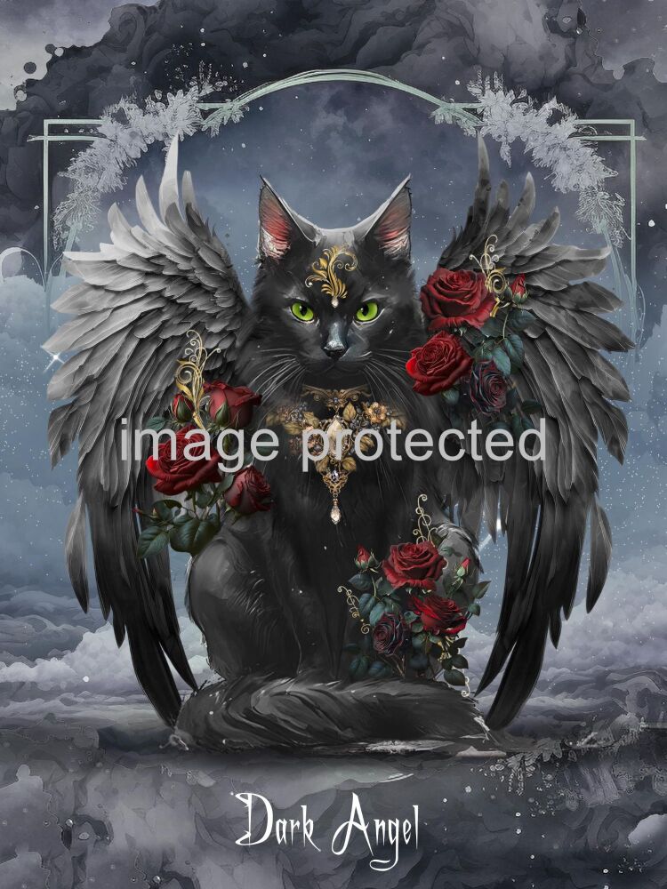 A4 Cat Art Quote Print - Dark Angel