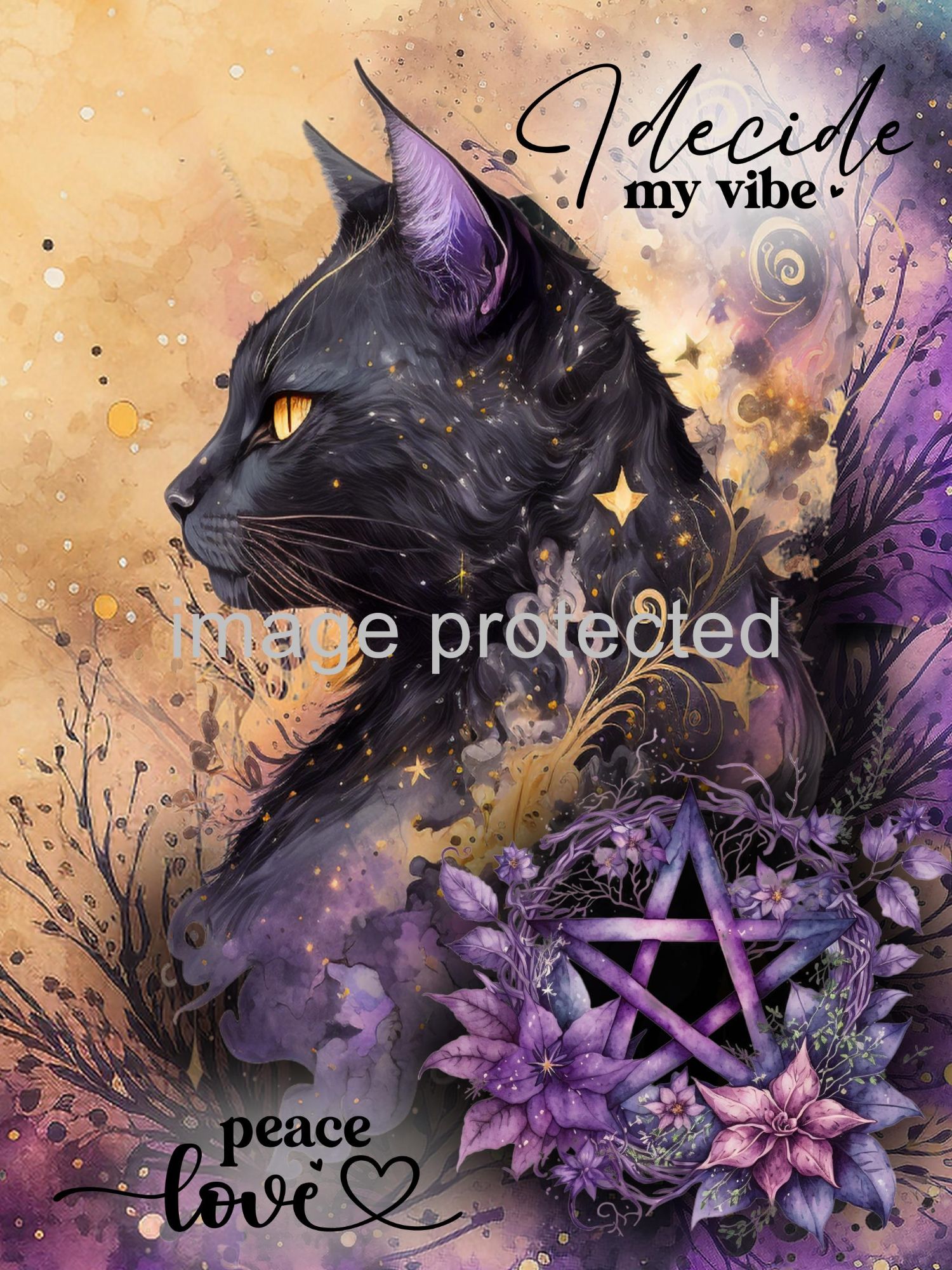 A4 Cat Art Quote Print - I decide my vibe