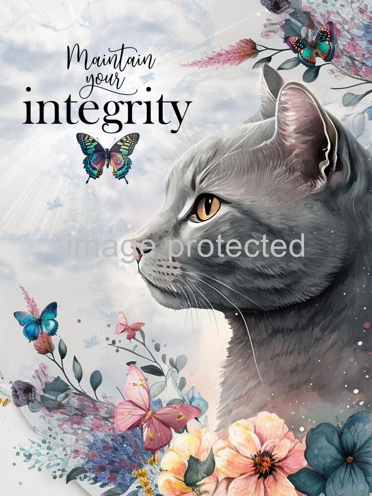A4 Cat Art Quote Print - Maintain your integrity