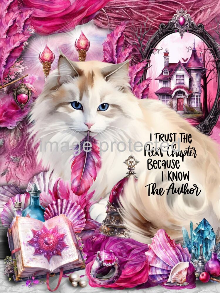 A4 Cat Art Quote Print - I know the author