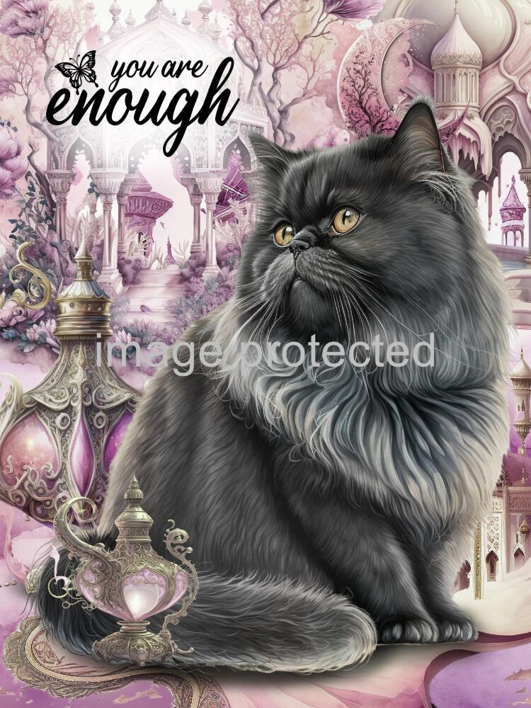 A4 Cat Art Quote Print - You are enough