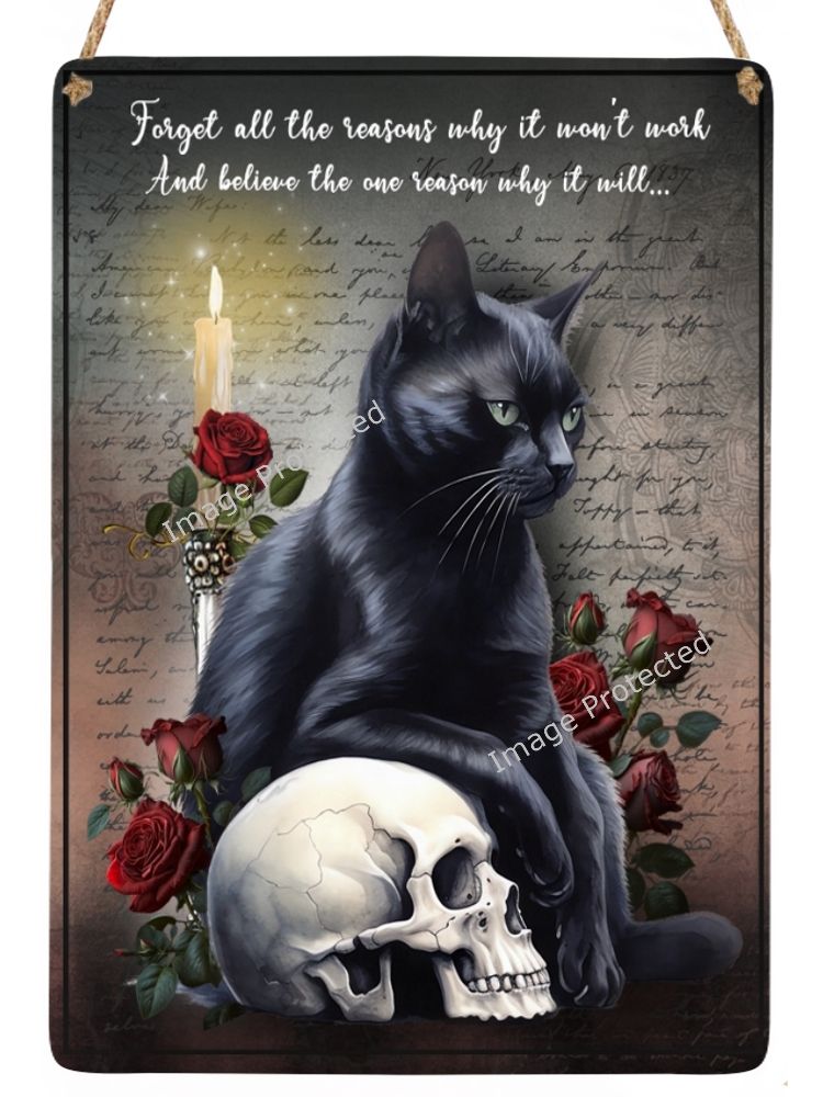 Black Cat Sign - Believe in the reason it will work